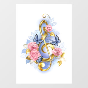 Treble clef with Pink Roses