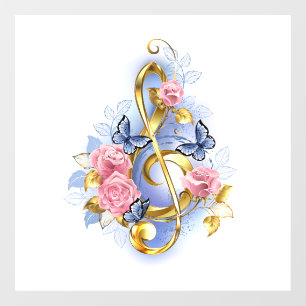 Treble clef with Pink Roses