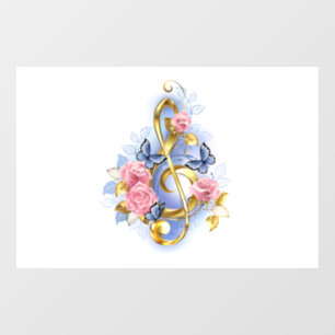 Treble clef with Pink Roses