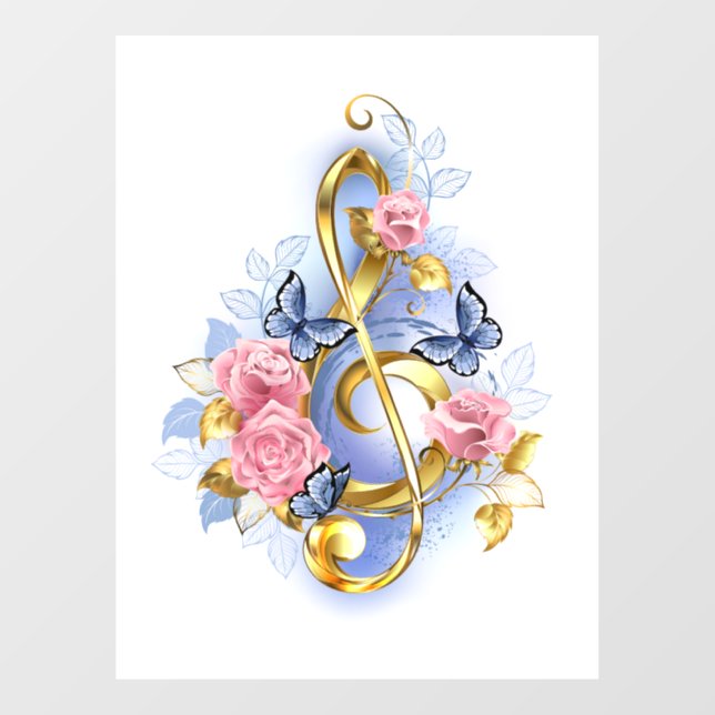 Treble clef with Pink Roses (Sheet)