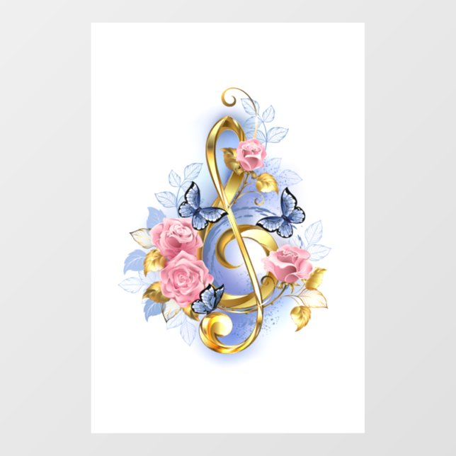 Treble clef with Pink Roses (Sheet)