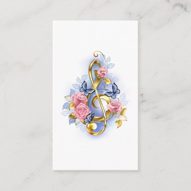 Treble clef with Pink Roses Advice Card (Front)