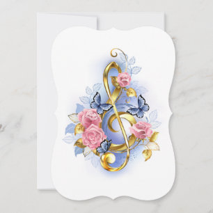 Treble clef with Pink Roses Card