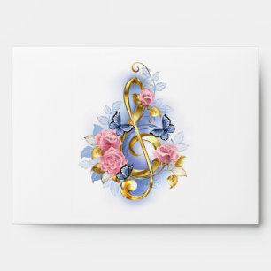 Treble clef with Pink Roses Envelope