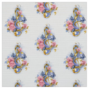 Treble clef with Pink Roses Fabric