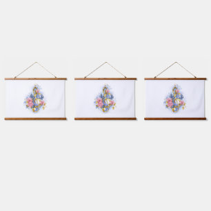 Treble clef with Pink Roses Hanging Tapestry