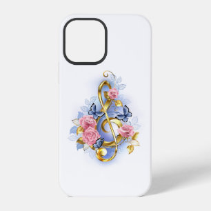 Treble clef with Pink Roses iPhone 12 Pro Case