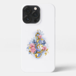 Treble clef with Pink Roses iPhone 13 Pro Case