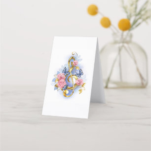 Treble clef with Pink Roses Loyalty Card