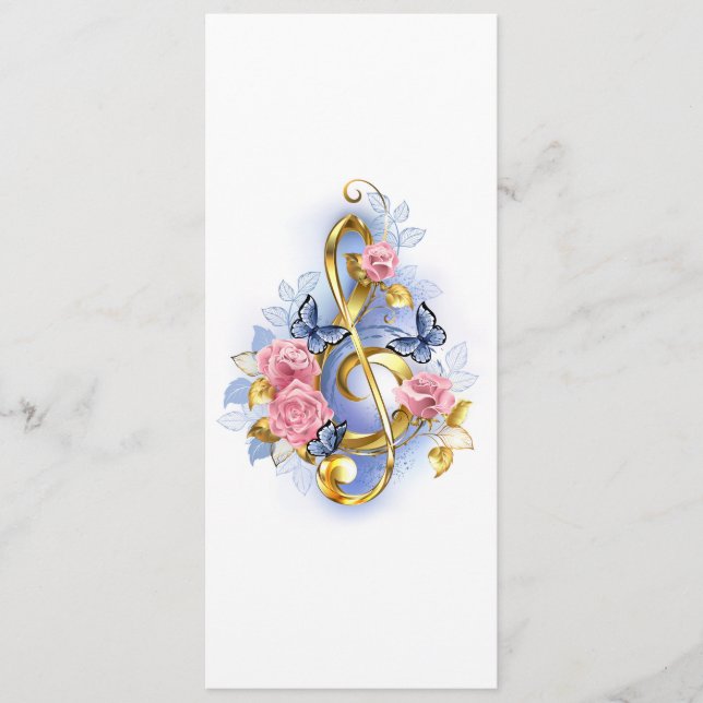 Treble clef with Pink Roses Menu (Front)