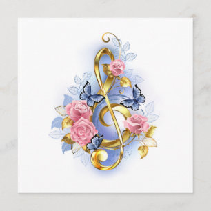 Treble clef with Pink Roses Menu