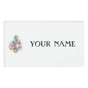 Treble clef with Pink Roses Name Tag