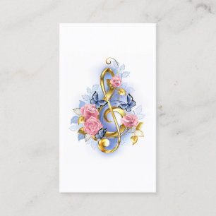 Treble clef with Pink Roses Place Card