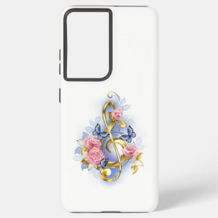 Treble clef with Pink Roses Samsung Galaxy Case