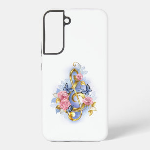 Treble clef with Pink Roses Samsung Galaxy Case