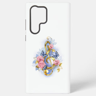 Treble clef with Pink Roses Samsung Galaxy Case
