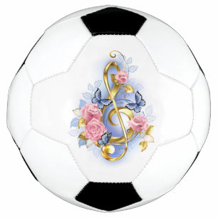 Treble clef with Pink Roses Soccer Ball