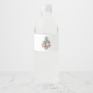 Treble clef with Pink Roses Water Bottle Label