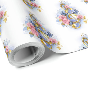 Treble clef with Pink Roses Wrapping Paper