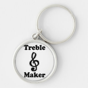 treble maker clef black funny music design key ring