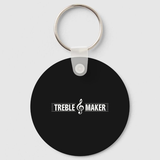 Treble Maker Funny Treble Clef Music Pun Graphic Key Ring (Front)