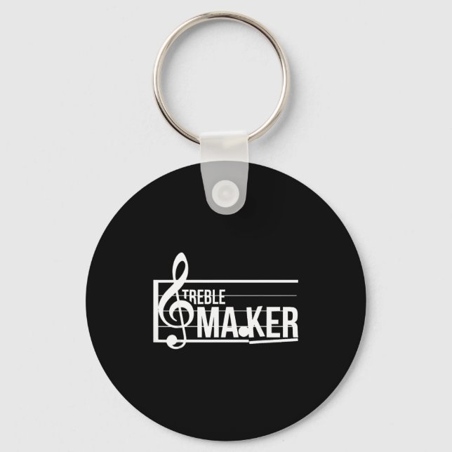 Treble Maker Pun Funny Marching Band Music Lover E Key Ring (Front)