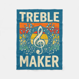 Treble Maker Retro Music Notes Pun For Band Choir  Fleece Blanket