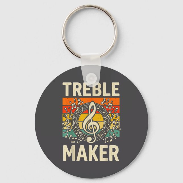 Treble Maker Retro Music Notes Pun For Band Choir  Key Ring (Front)