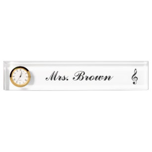 "Treble" Personalised Nameplate w/Clock