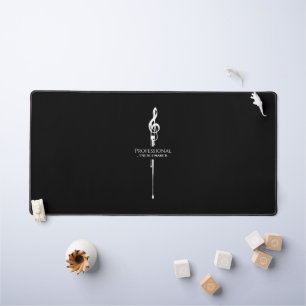 Treblemaker Funny Music Pun Classy Black G-Clef Desk Mat