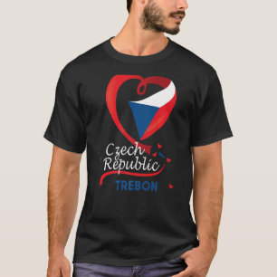 Trebon Czech Republic Heart Flag Lion Coat Of Arm T-Shirt