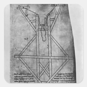 Trebuchet, machine to throw arrows square sticker