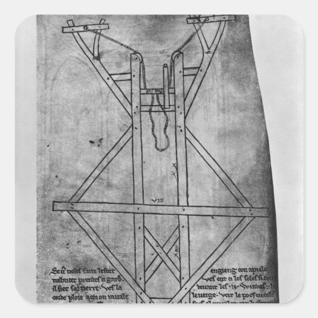 Trebuchet, machine to throw arrows square sticker (Front)