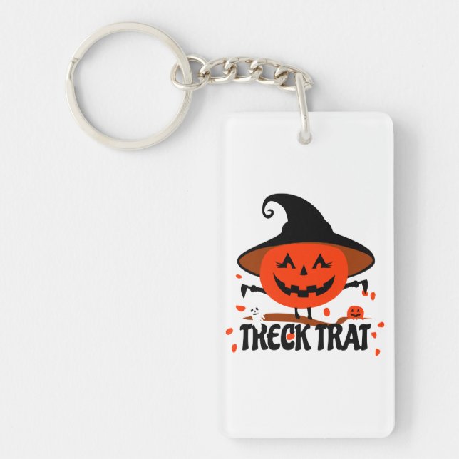 Treck Trat Pumpkin Smiling Acrylic Keychain (Front)