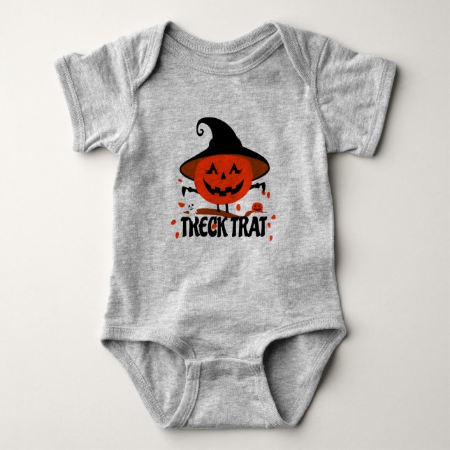 Treck Trat Pumpkin Smiling Baby Bodysuit (Front)