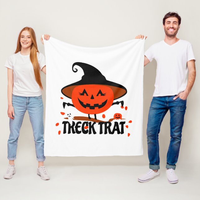 Treck Trat Pumpkin Smiling Fleece Blanket (In Situ)