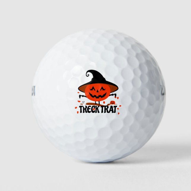 Treck Trat Pumpkin Smiling Golf Balls (Front)