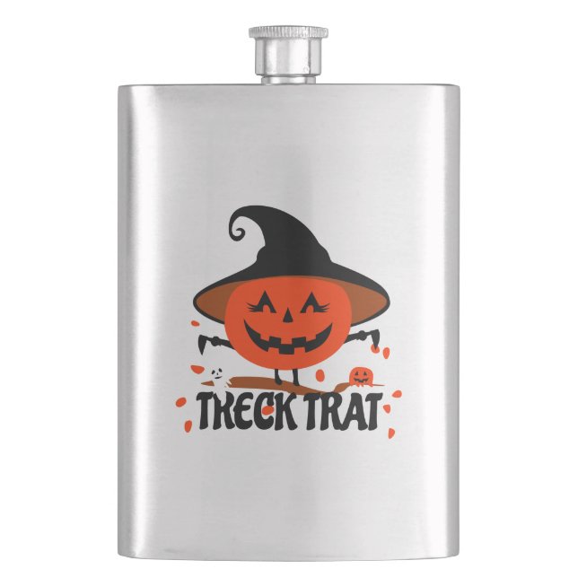Treck Trat Pumpkin Smiling Hip Flask (Front)