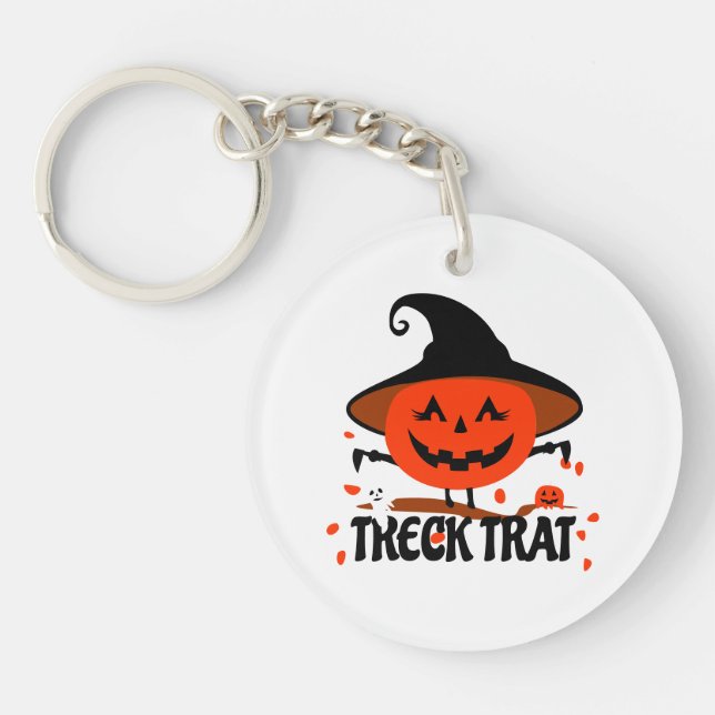 Treck Trat Pumpkin Smiling Key Ring (Front)