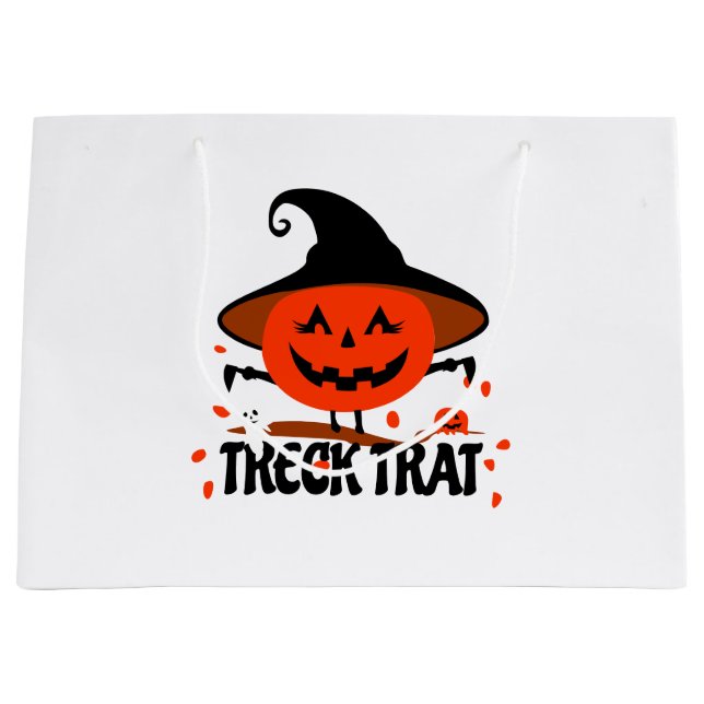 Treck Trat Pumpkin Smiling Large Gift Bag (Front)