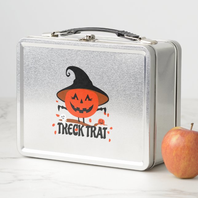 Treck Trat Pumpkin Smiling Metal Lunch Box (In Situ)