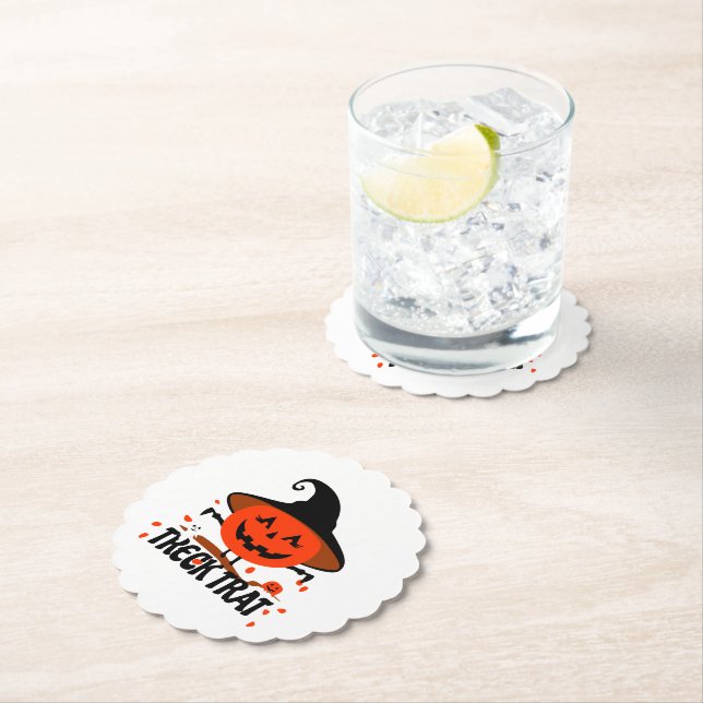 Treck Trat Pumpkin Smiling Paper Coaster (Insitu)