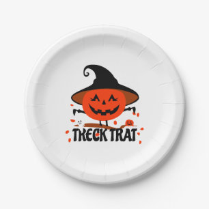 Treck Trat Pumpkin Smiling Paper Plate