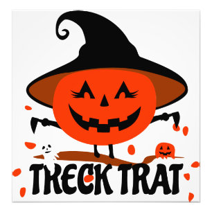 Treck Trat Pumpkin Smiling Photo Print