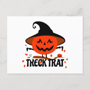 Treck Trat Pumpkin Smiling Postcard