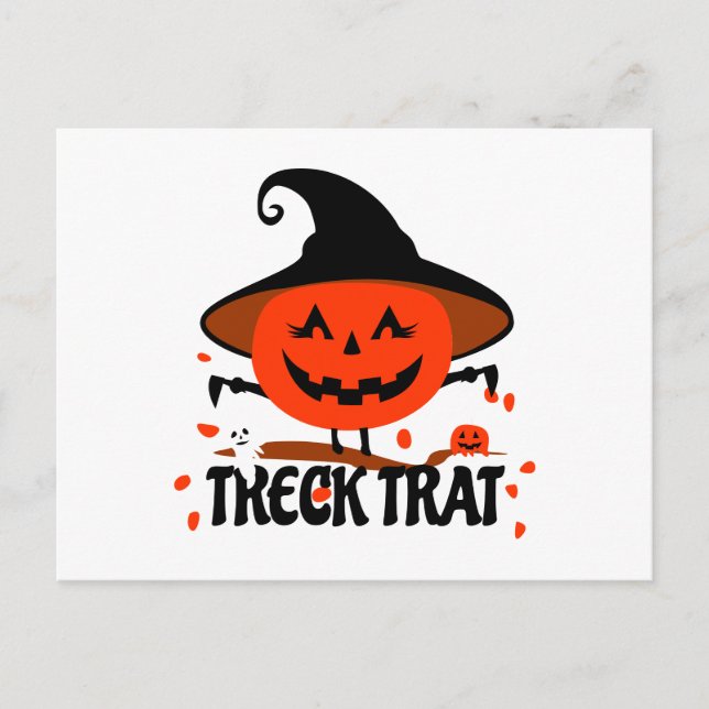 Treck Trat Pumpkin Smiling Postcard (Front)