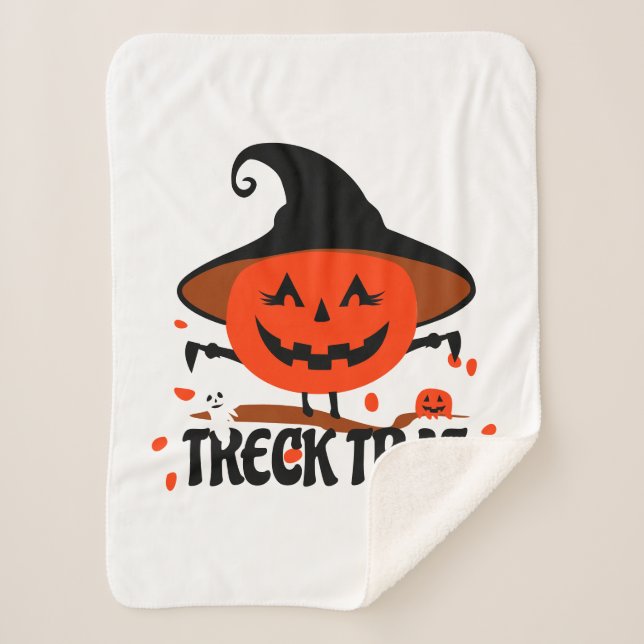 Treck Trat Pumpkin Smiling Sherpa Blanket (Front)