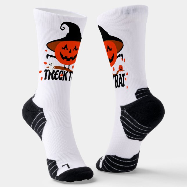 Treck Trat Pumpkin Smiling Socks (Angled)