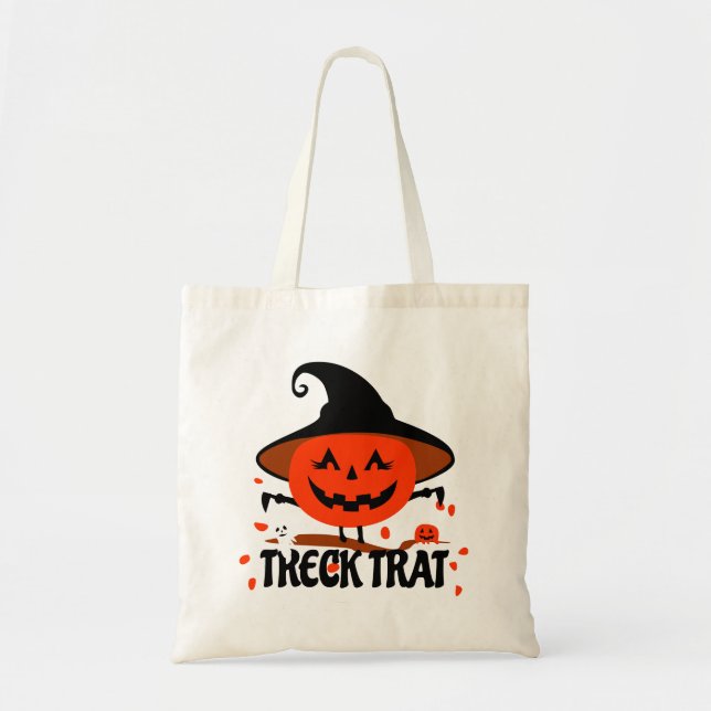 Treck Trat Pumpkin Smiling Tote Bag (Front)