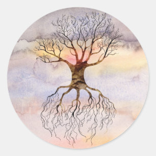 Tree Against The Sky Classic Round Sticker